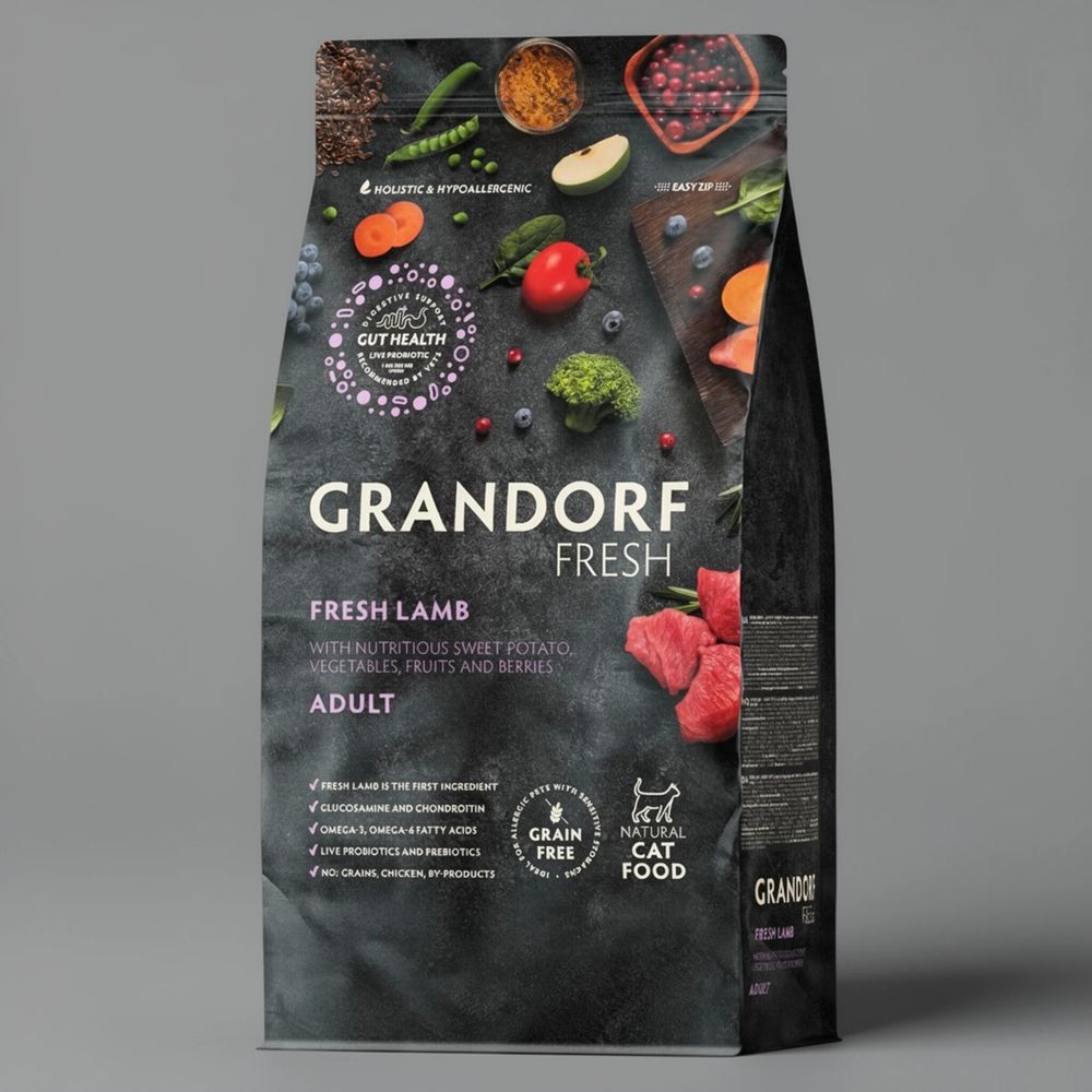 Сухой корм GRANDORF Fresh Cat ADULT Lamb&Sweet Potato для кошек из свежего мяса ягненка с бататом