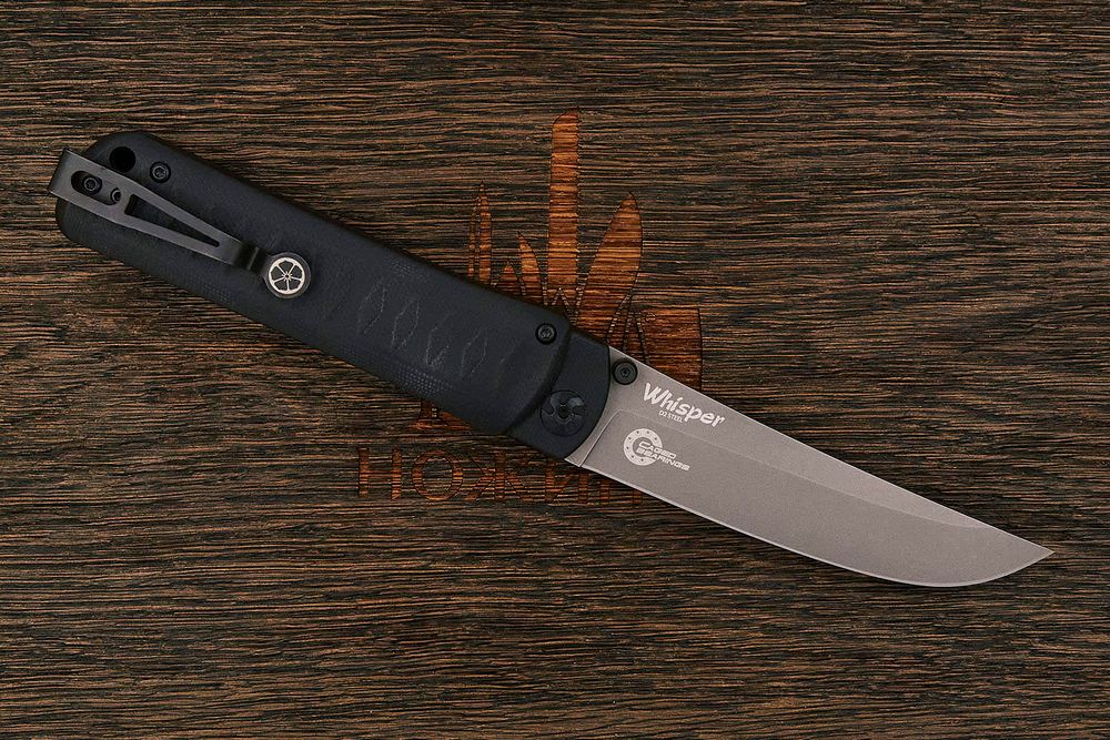 Нож складной Kizlyar Supreme Whisper, клинок 96мм, сталь D2, рукоять G10 чёрный
