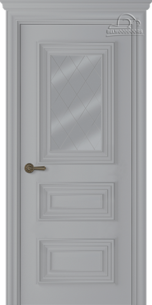 Дверь Палаццо 3/1 / Цвет Эмаль светло - серый / Мателюкс белый / Двери Belwooddoors