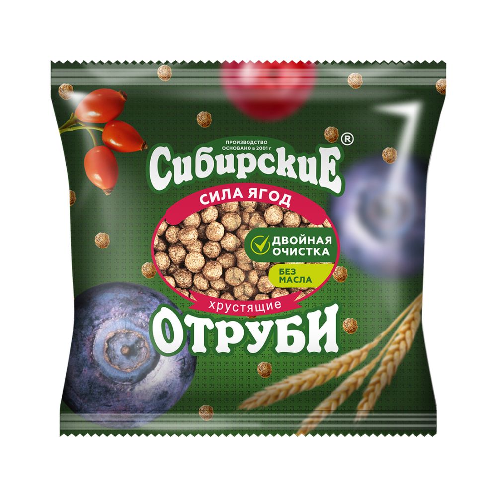 Сибирские Отруби Пшеничные Хрустящие "Сила Ягод" 100 гр (СИБИРСКАЯ КЛЕТЧАТКА)