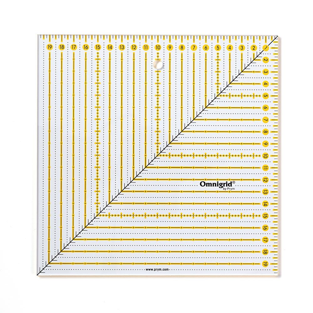 Линейка для пэчворка 20х20 см, шкала в см, Prym Omnigrid 611655