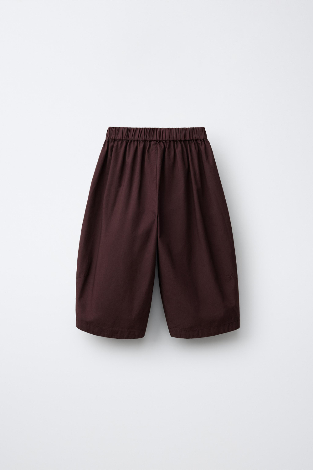 ZARA БРЮКИ-ШАРОВАРЫ ИЗ ПОПЛИНА, БАКЛАЖАННЫЙ