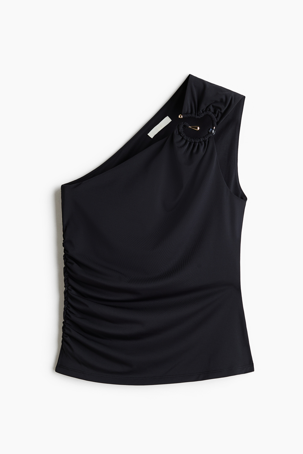 Топ на одно плечо с драпировкой — Чёрный — H&M 1347258