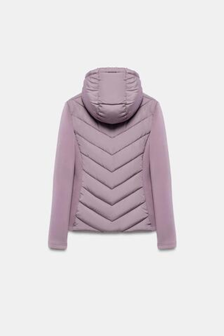 ZARA КОМБИНИРОВАННЫЙ ПУХОВИК С КАПЮШОНОМ, ЦВЕТ МАЛЬВЫ