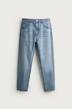 ZARA УКОРОЧЕННЫЕ ДЖИНСЫ SLIM FIT, ГОЛУБОЙ