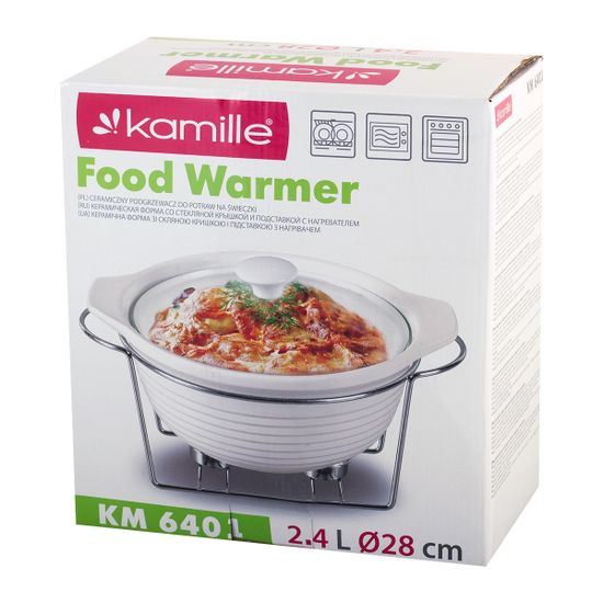 Мармит керамический 2,4 л. круглый Kamille КМ 6401 подставка на 2 свечи