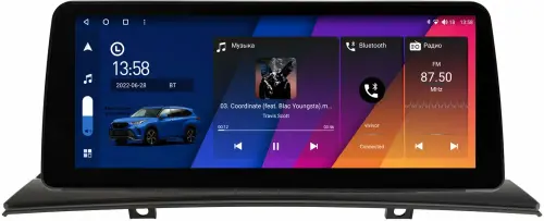 Магнитола для BMW X3 E83 2003-2010 - Canbox H-Line 2108 монитор 12.3" QLED в стиле BMW на Android 10, Быстрая, ТОП-процессор, CarPlay, 4G SIM-слот