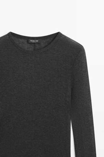 Massimo Dutti Футболка с длинными рукавами из шерстяной смеси, темно-серый