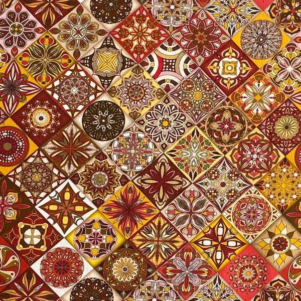 МОЗАИКА, Коричнево-оранжевая, отрез 25 см, 100% хлопок 1
