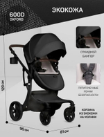 Коляска-трансформер 2 в 1 LUXMOM 608-2 / Коричневая Экокожа