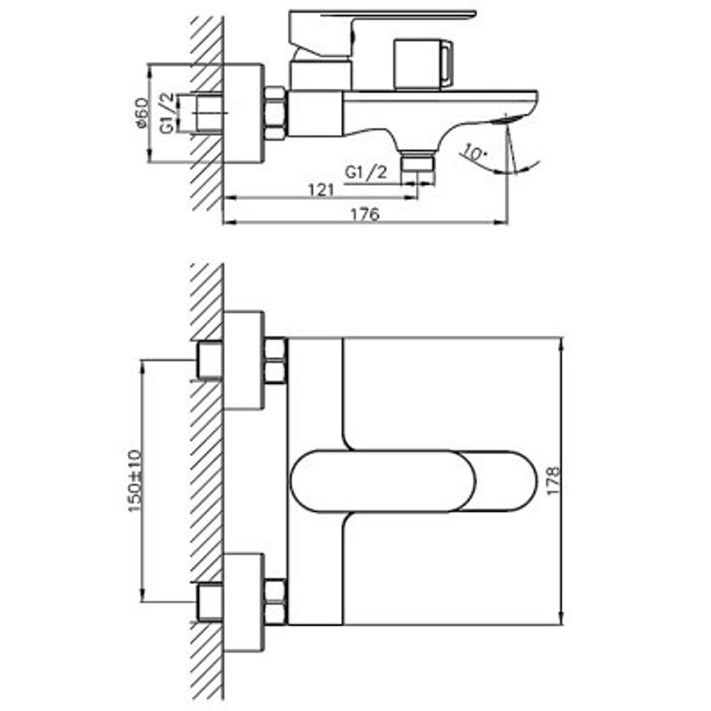 Смеситель для ванны Haiba HB 60590-7 черный