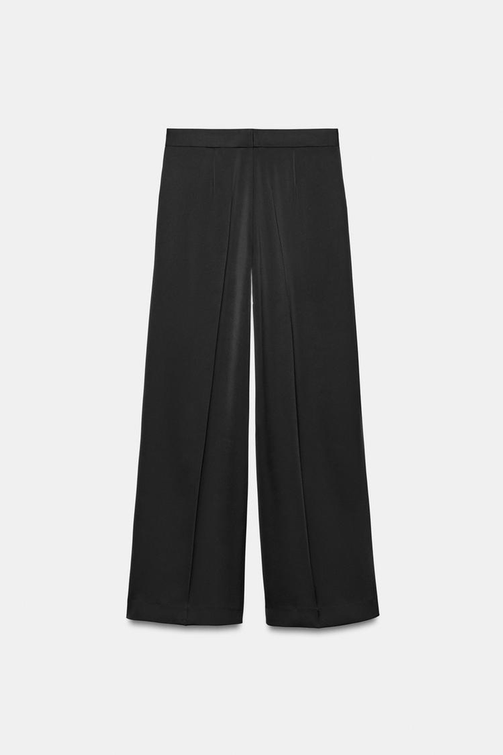 ZARA АТЛАСНЫЕ БРЮКИ ПРЯМОГО КРОЯ, ЧЕРНЫЙ