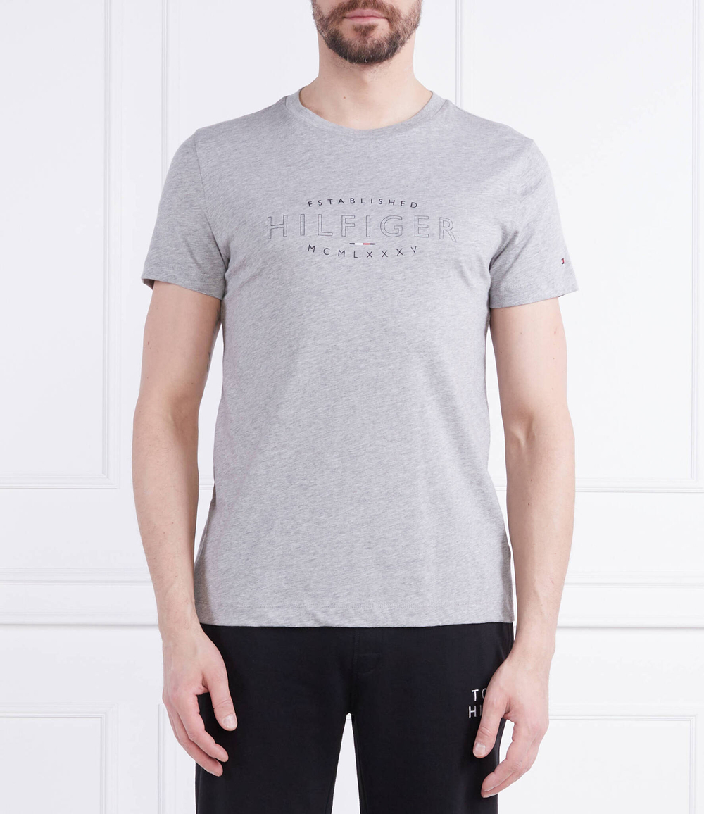 Футболка HILFIGER CURVE LOGO TEE Tommy Hilfiger - серый(MW0MW30034)