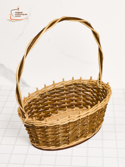 Корзина овальная подарочная, набор 4 штуки, арт. O320GR/4, 22х32х10 см, высота с ручкой 35 см
