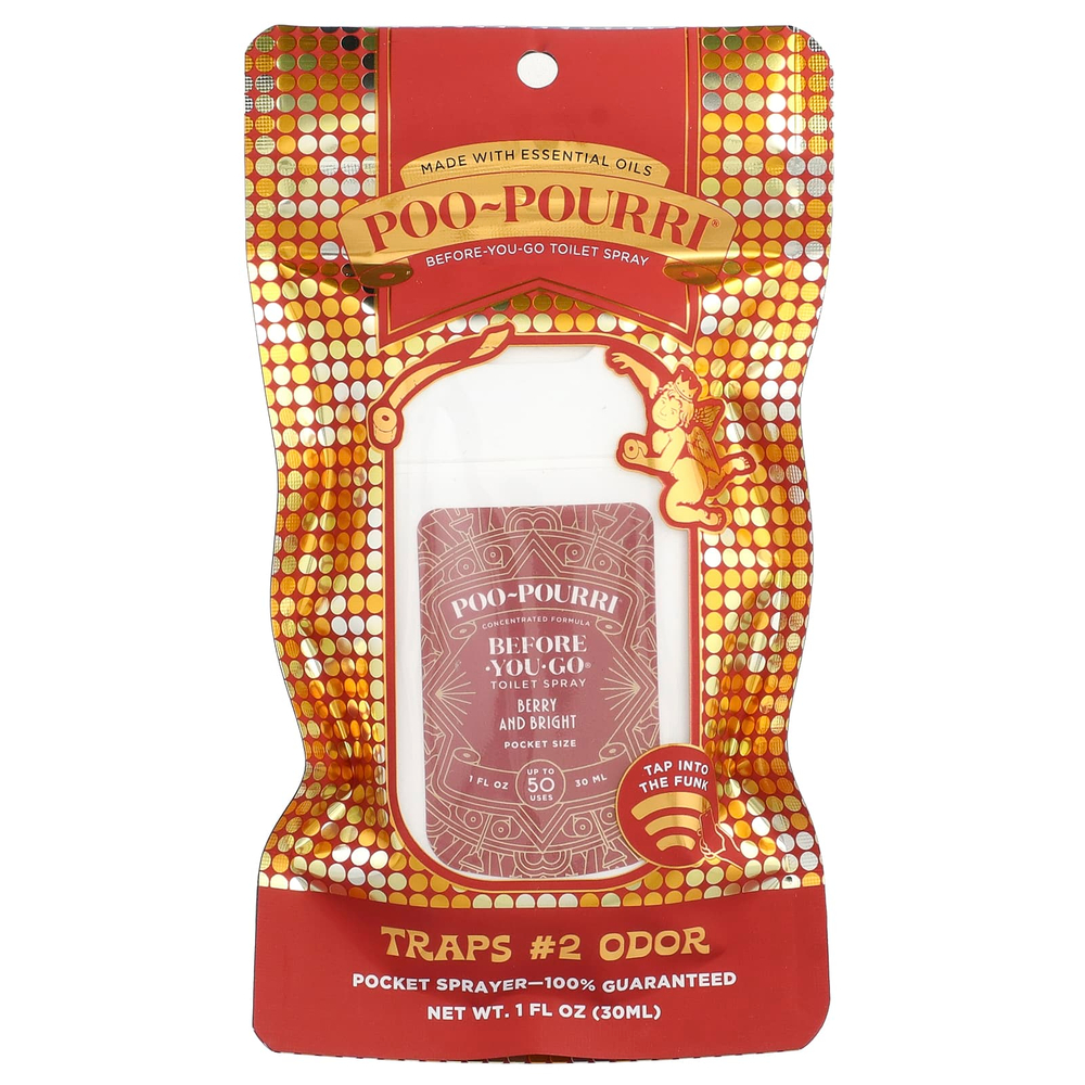 Poo-Pourri, спрей для туалета Before-You-Go®, компактный спрей, Berry and Bright, 30 мл