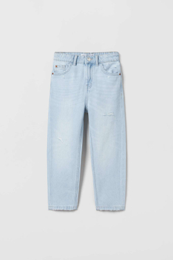 ZARA ДЖИНСЫ MOM FIT, ГОЛУБОЙ