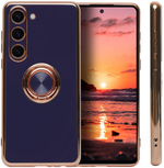 Стильный глянцевый чехол для SAMSUNG GALAXY S23 (не ULTRA/ FE/ PLUS!) с кольцом-подставкой и бархатной подкладкой