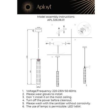 Подвесной светодиодный светильник 6W 2700К APL.326.06.01 чёрный Dzhosi Aployt