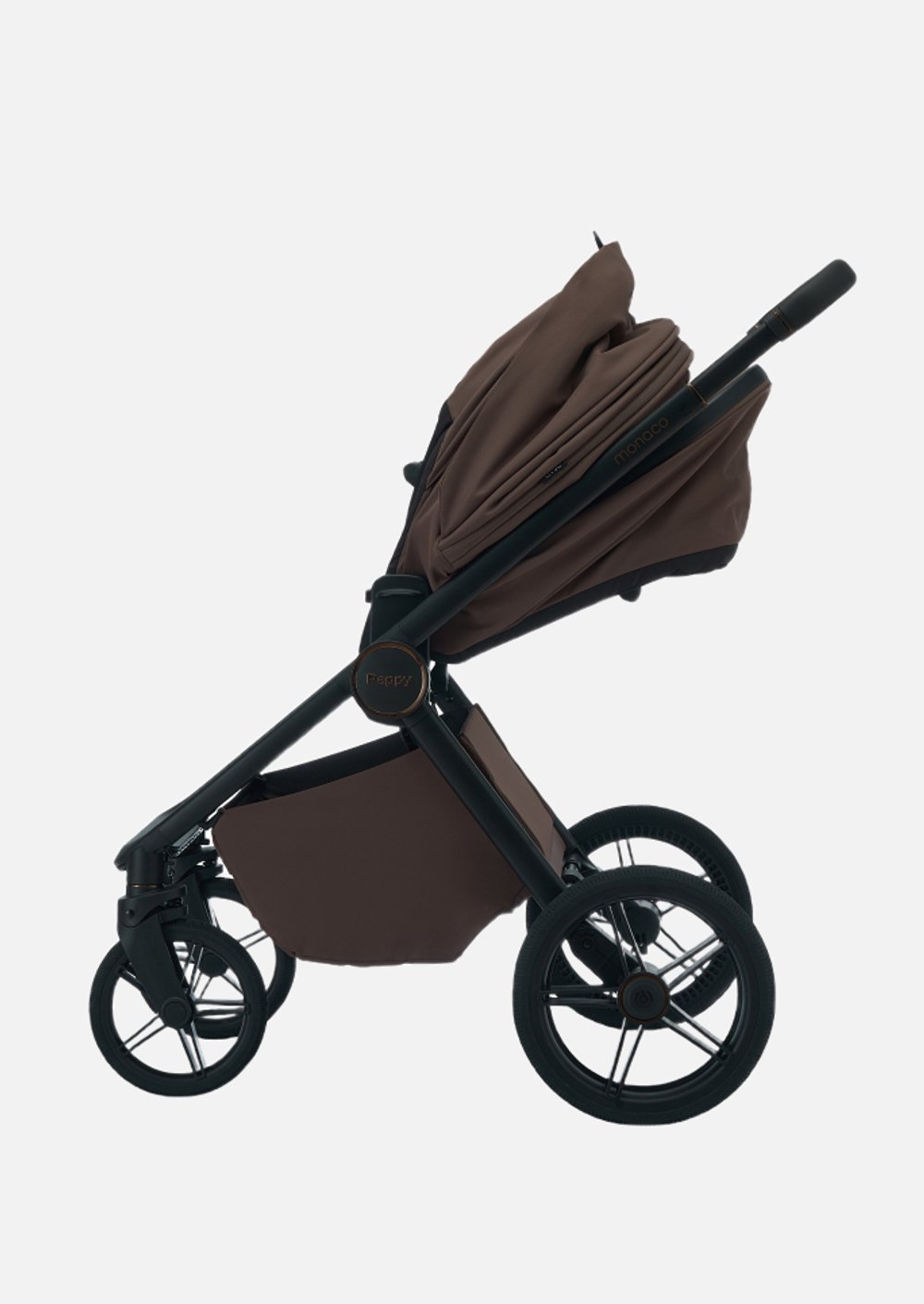 Peppy Коляска детская Monaco Plus 2 в 1 Brownie (коричневый), рама черная
