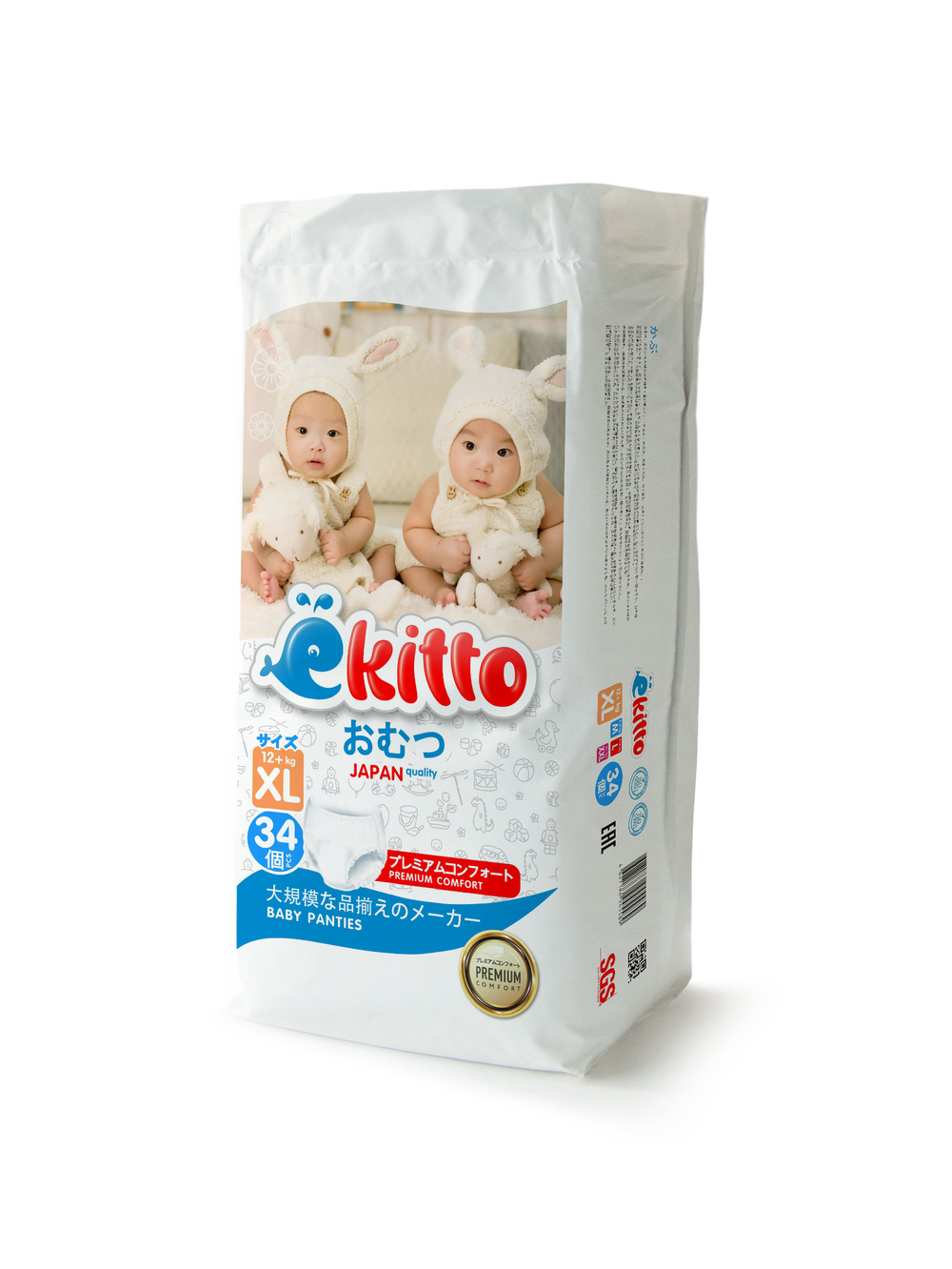 Трусики-подгузники Ekitto Premium XL (12-17 кг) 34 шт.