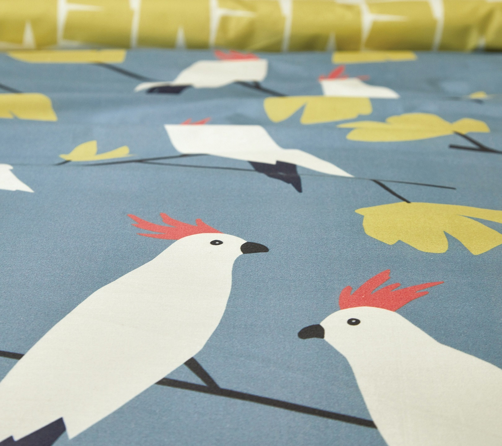 Постельное белье LOVE BIRDS DENIM Blanc des Vosges 1.5 спальное Синий / Желтый