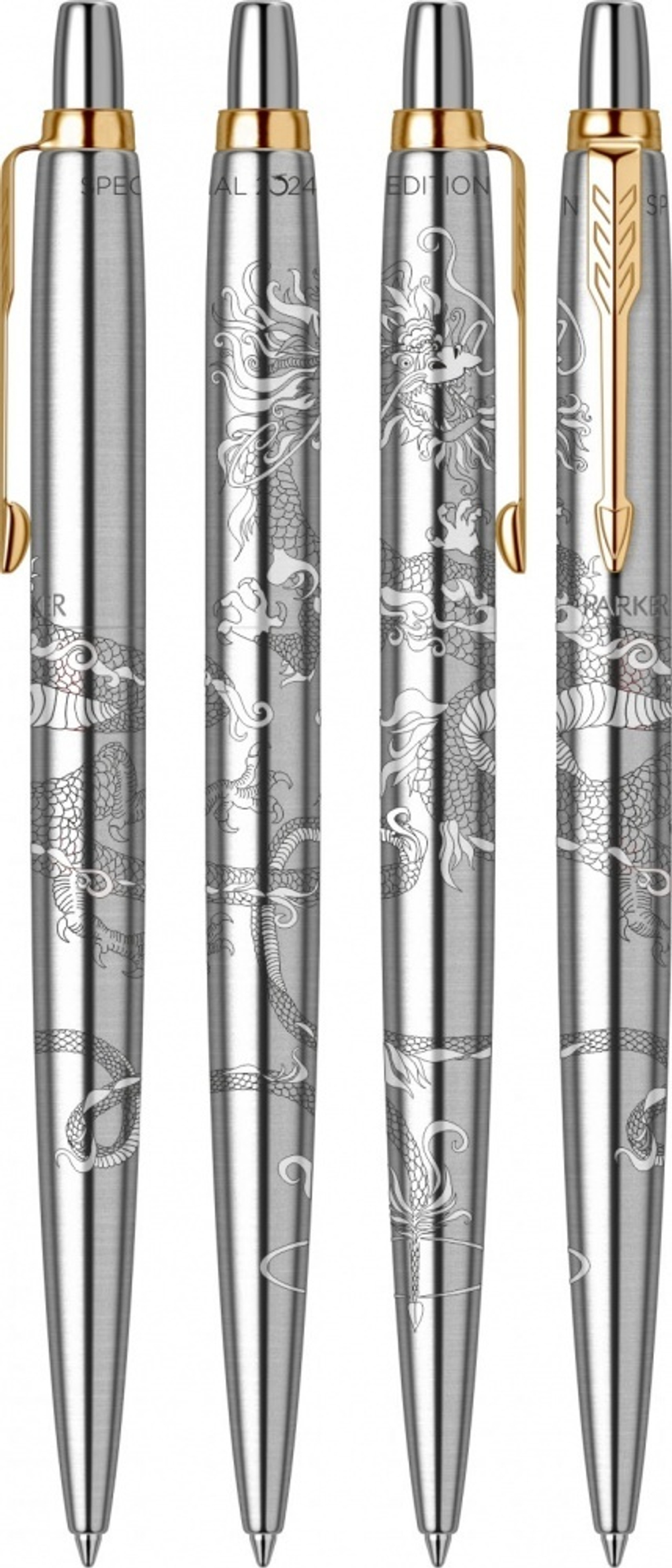 Шариковая ручка Parker Jotter Dragon Special Edition, цвет: St. Steel GT, стержень: Mblue в подарочной коробке