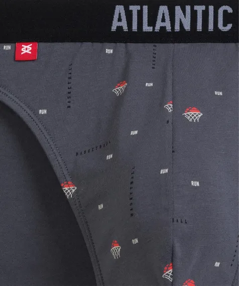 Мужские трусы (3шт) слипы спорт Atlantic 3MP-194, черный + светло-зеленый + графитовый