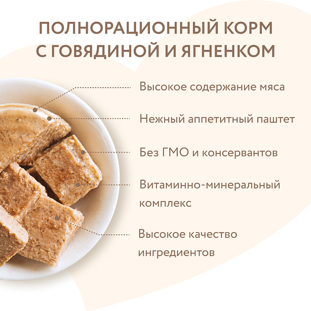 Влажный корм консервы для собак «ЗДОРОВЫЕ СУСТАВЫ» Мнямс на каждый день паштет из говядины и ягненка 0,2кг 12 шт