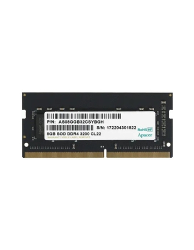 Apacer DDR4 8GB 3200MHz SO-DIMM (PC4-25600) CL22 1.2V (Retail) 1024*8  3 years (AS08GGB32CSYBGH/ES.08G21.GSH)