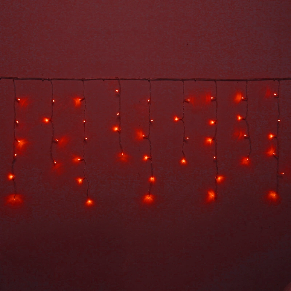 Гирлянда для улицы БАХРОМА ш3м* в40/60см 100 ламп LED, прозр. пров, 8 реж, IP-54, Красный (возможность соединения)