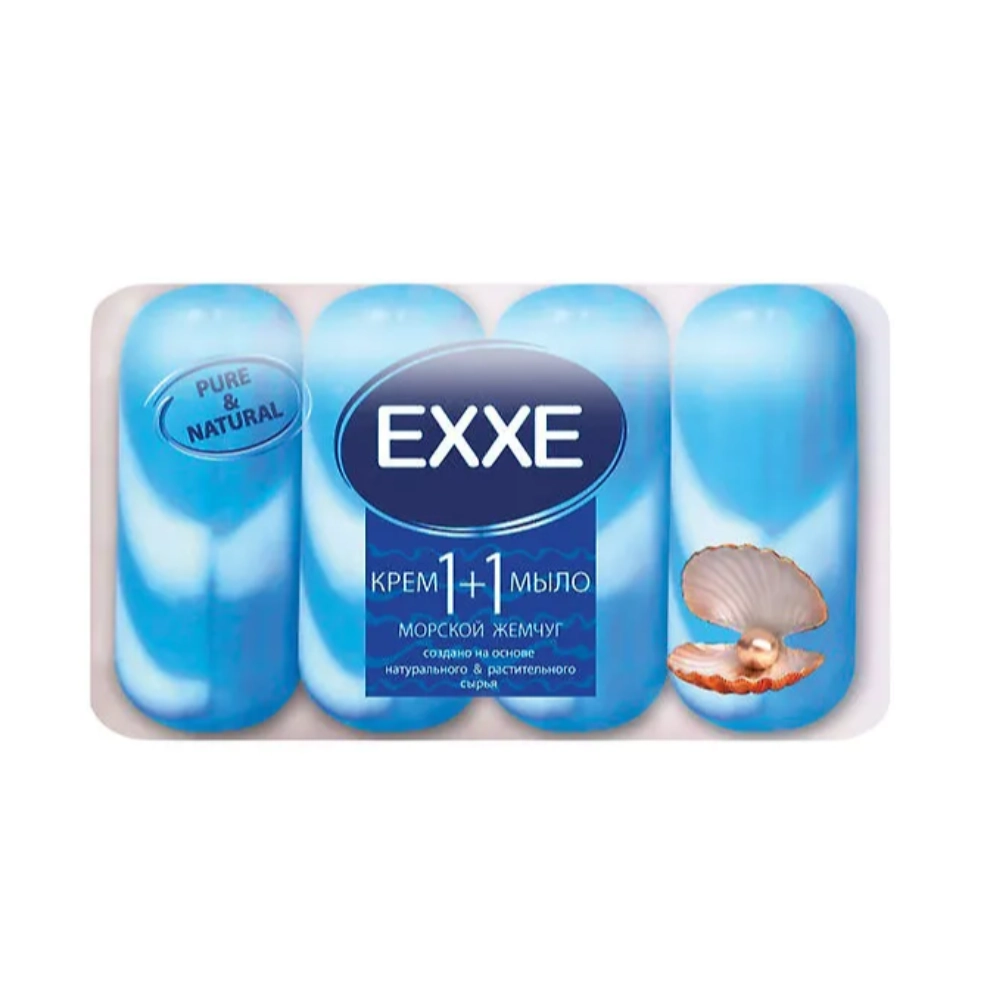 Туалетное крем-мыло "EXXE" 1+1 "Морской жемчуг" 4шт*90г (СИНЕЕ)