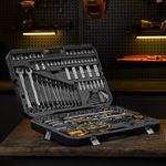 Набор инструментов, 1/2", 1/4", CrV, S2, пластиковый кейс, 194 предмета Denzel