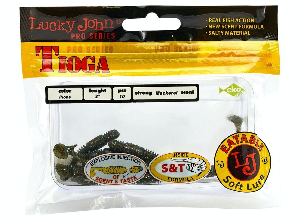 Виброхвосты съедобные LJ Pro Series TIOGA 2.0in (5 см), цв. F08, 10 шт.