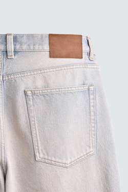 ZARA ДЖИНСЫ BAGGY CROPPED FIT, ГОЛУБОЙ