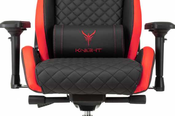 Кресло игровое Knight Titan черный/красный ромбик экокожа с подголов. крестов. металл