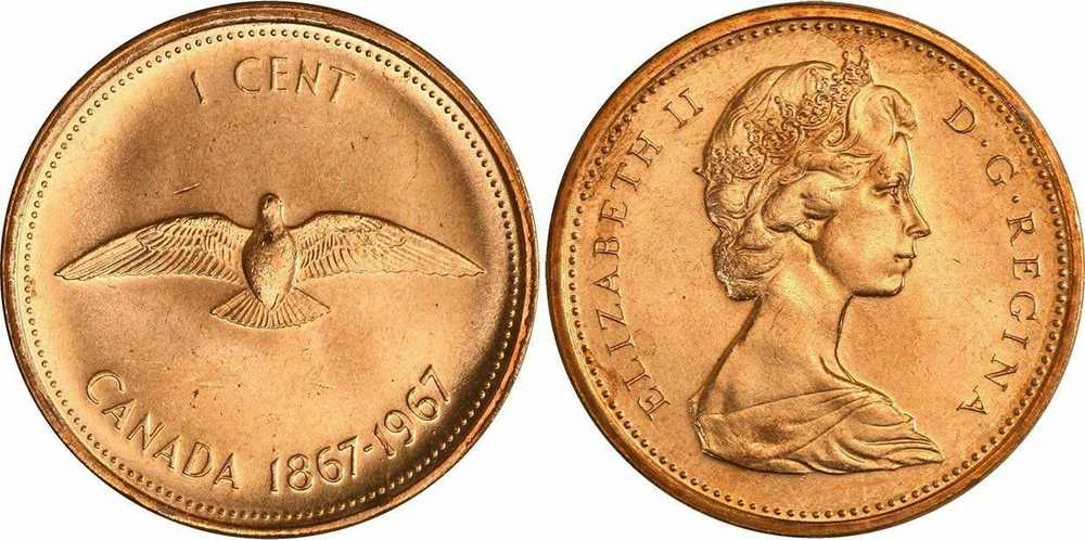 Канада 1 цент, 1967 100 лет Конфедерации Канада UNC