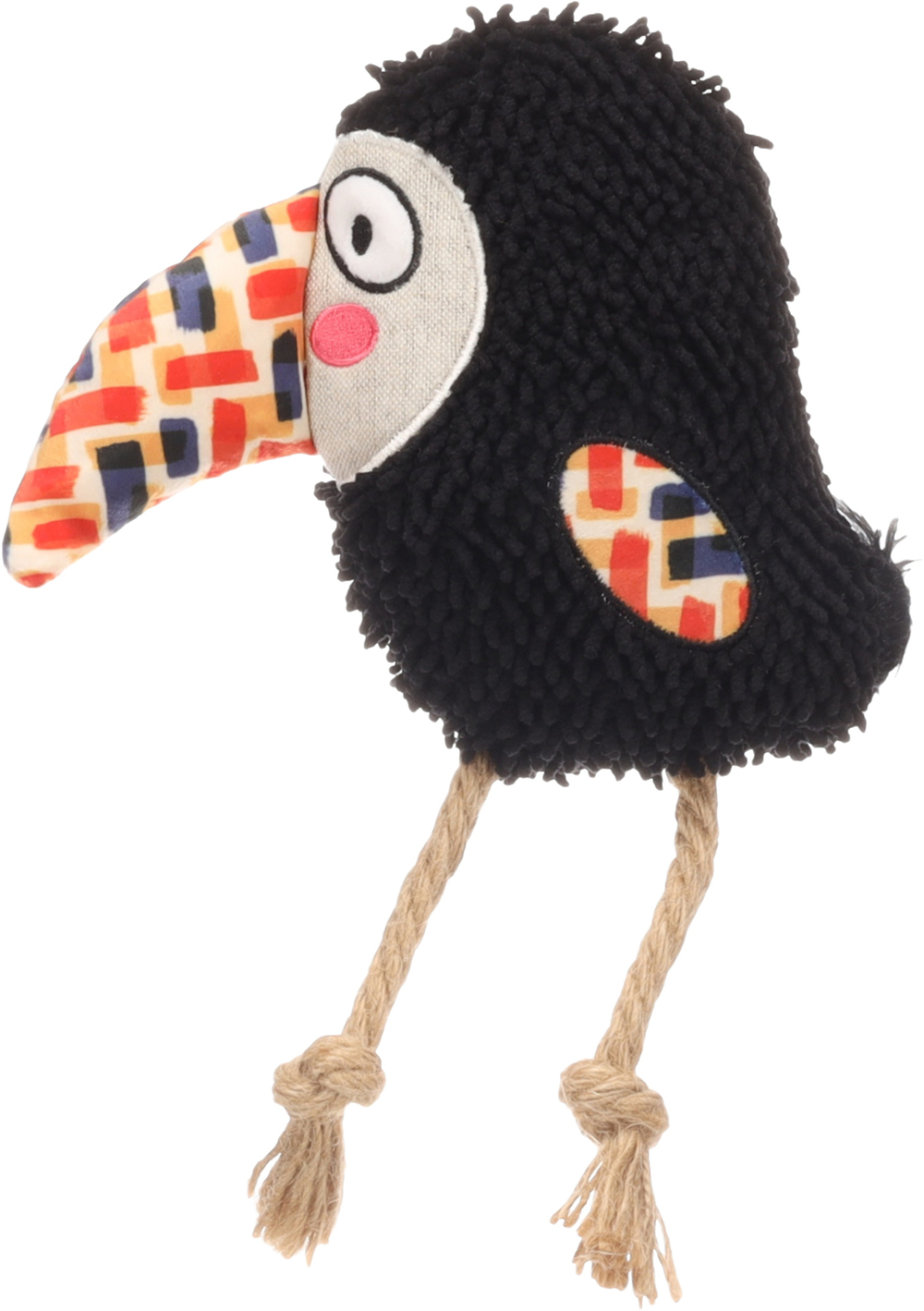 Игрушка для собак Птичка, 22,5 х 6,5 х 17 см, плюш, чёрный, Flamingo