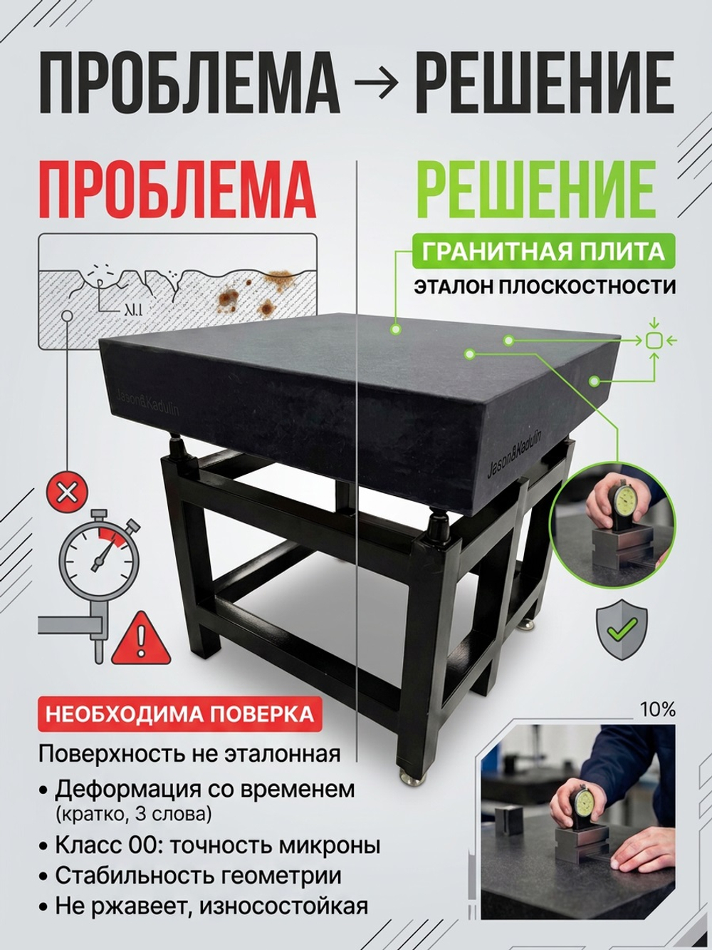 Плита поверочная гранитная 300х300х80 мм кл. 00