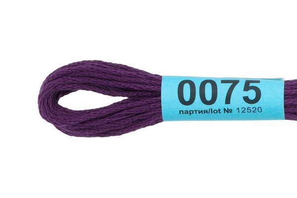 Мулине Gamma 100% хлопок, цв.0075 т.лиловый, 24 мотка по 8 метров