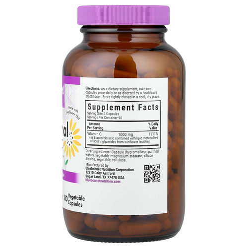 Bluebonnet Nutrition, липосомальный витамин C, 180 растительных капсул (500 мг в 1 капсуле)
