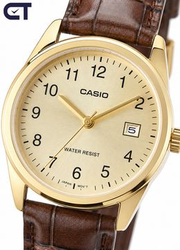 Casio LTP-V004GL-9A General часы наручные женские — золотистая классика с кожаным ремешком и датой