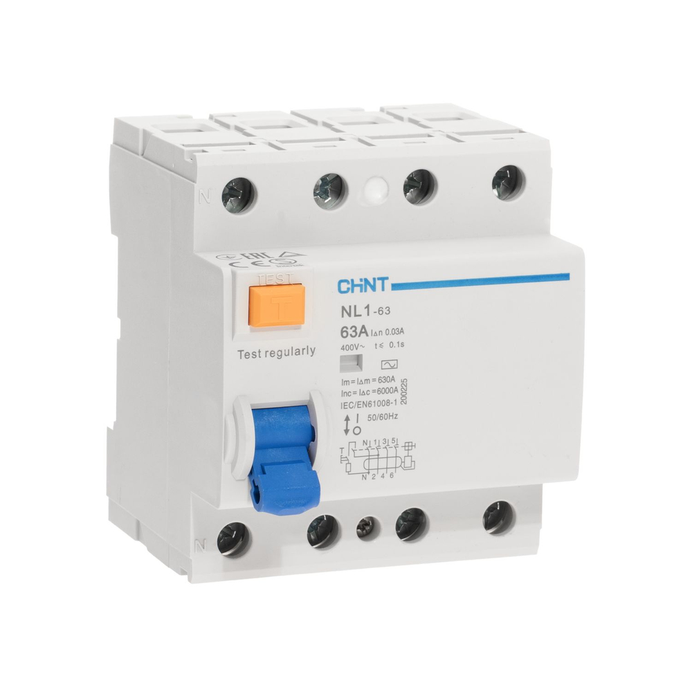 CHINT УЗО NL1-63 6kA 4P 63A 30mA тип AC (R)