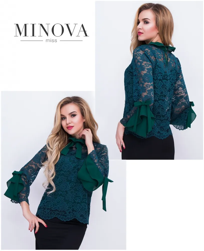 Блуза 4074-темно-зеленый Minova