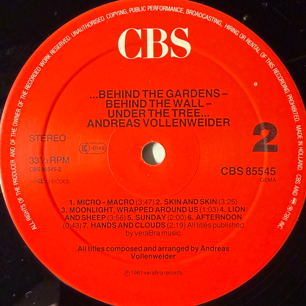 Виниловая пластинка Andreas Vollenweider - ...Behind The Gardens - Behind The Wall - Under The Tree… LP