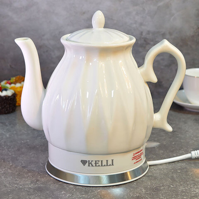 Чайник электрический 2л KELLI KL-1341, керамический корпус, цвет белый