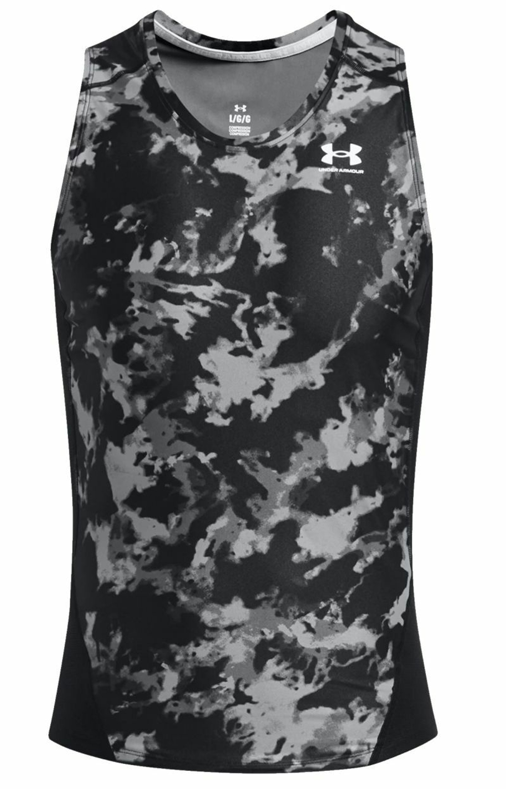 Мужская теннисная футболка Under Armour HeatGear IsoChill Printed Tank - black/white