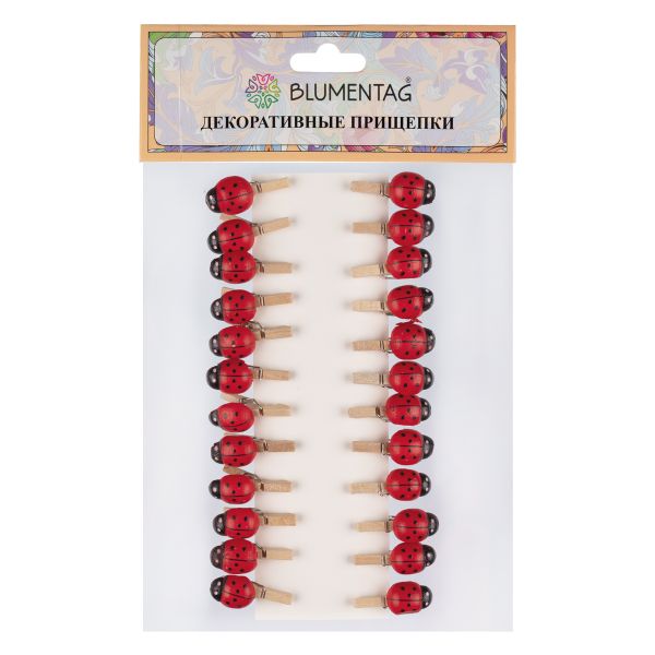 Прищепки декоративные 5х24 шт, 2.5 см, 118 натуральный, Blumentag WCLM-25