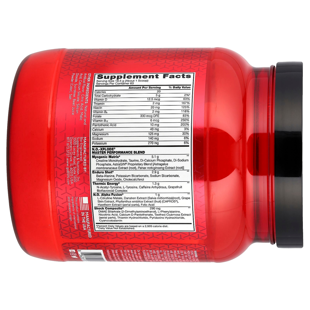 BSN, NO-XPLODE®, Legendary Pre-Workout, предтренировочный комплекс, со вкусом арбуза, 1,11 кг (2,45 фунта)