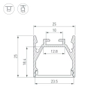 Профиль LINE-2525-2000 ANOD (Arlight, Алюминий)