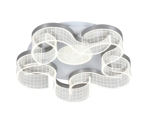 Люстра потолочная светодиодная NewRgy 3450/5C WHITE+BRUSHED GREY, 56 Вт, серая и белая